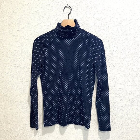 GAP Navy Polka Dot Featherweight Cotton Blend Turtleneck Size Small - Picture 4 of 4